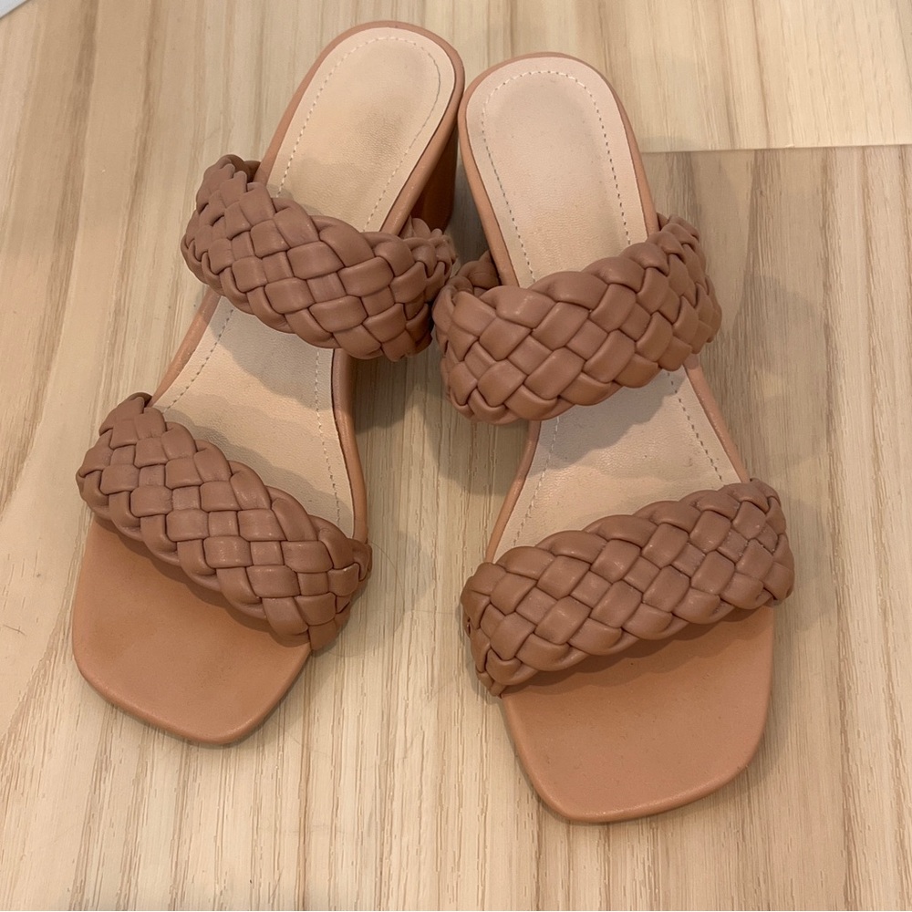 Braided Double-Strap Slide Sandals - Nude - No Brand -good condition